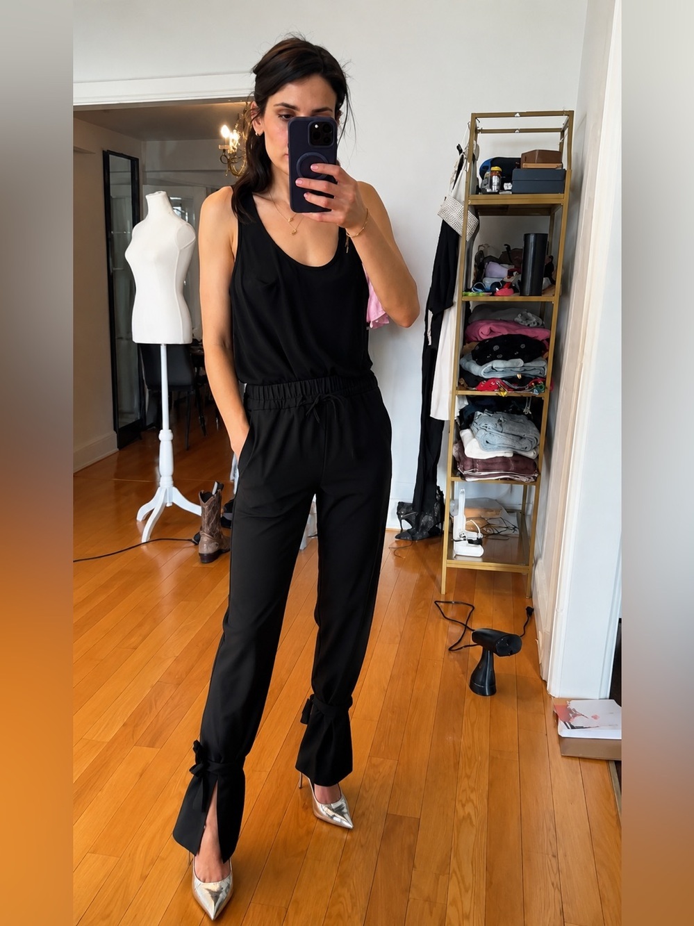 TWP elastic waist ankle tie pants